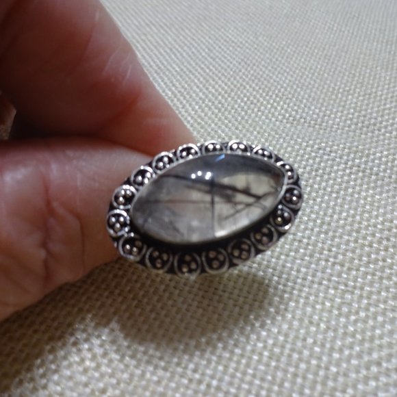Stunning "TOURMALINE QUARTZ" Handmade Sterling Ring Size 7 #643B - Picture 3 of 3